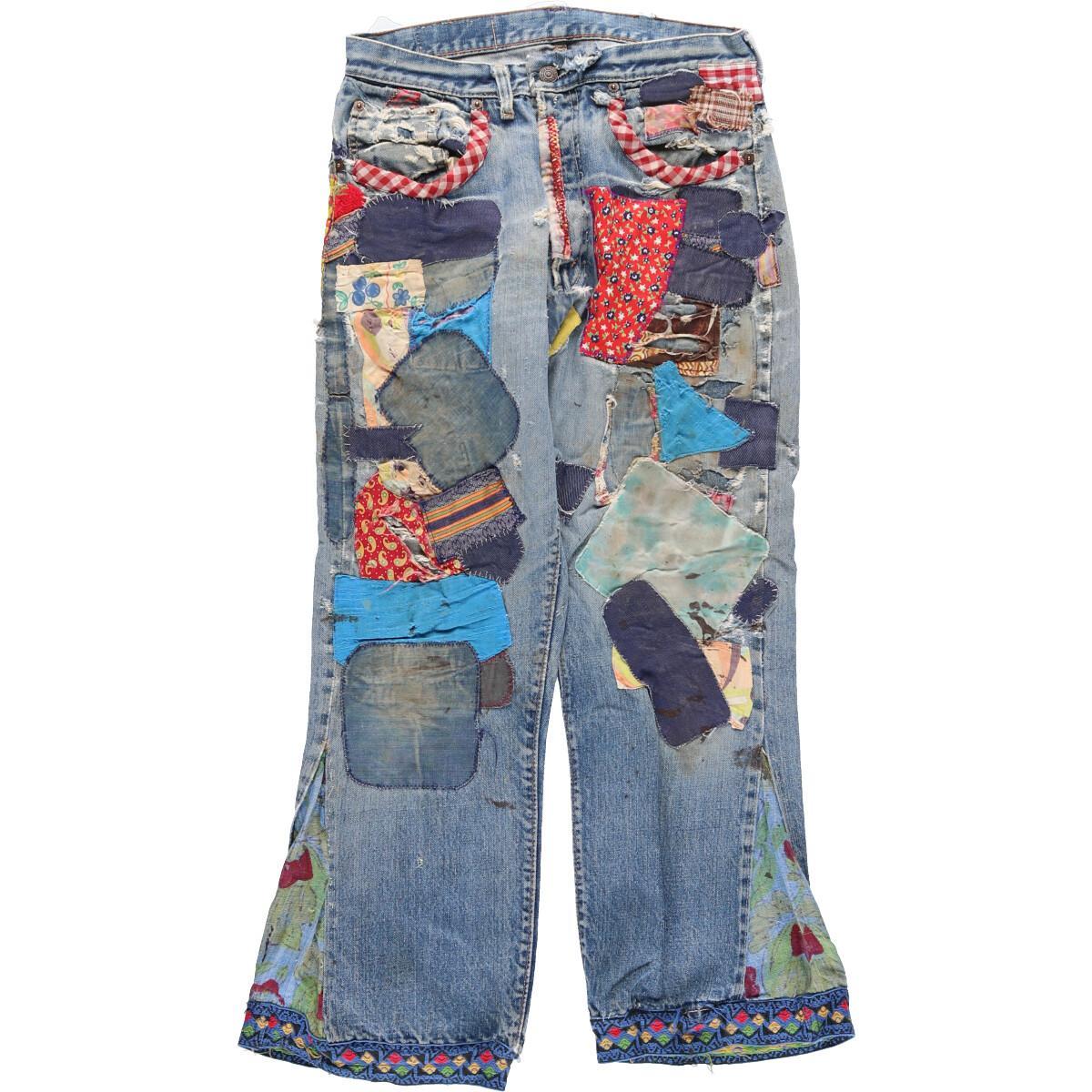 古着 〜70年代 リーバイス Levi's 505 赤耳 リメイク パッチワーク ジーンズ デニムパンツ レディースL(w29) ヴィンテージ /eaa203525 【211030】【2buy21】【HNY22】のサムネイル