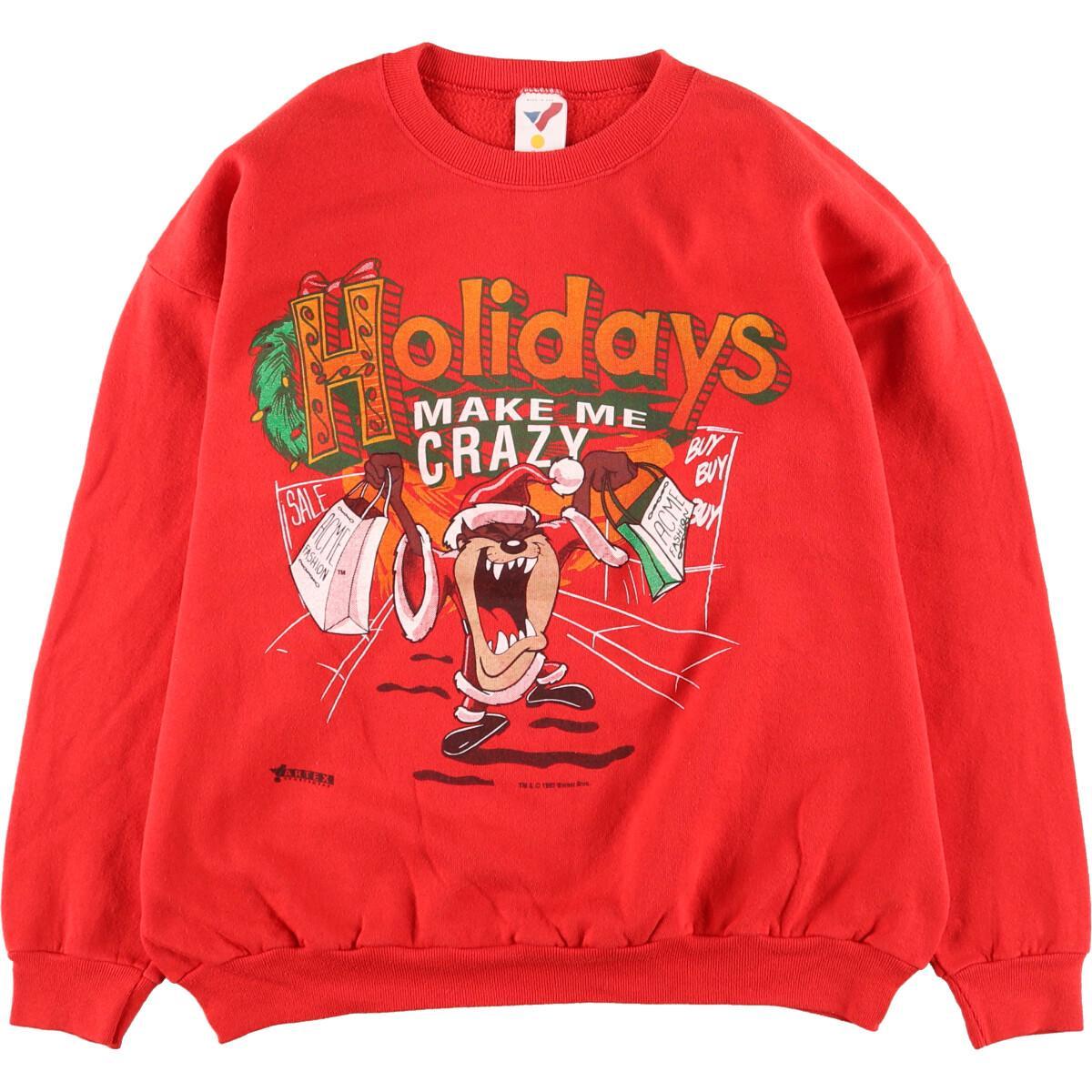 古着 90年代 Artex Looney Tunes タズマニアンデビル クリスマス柄 キャラクタースウェットシャツ トレーナー Usa製 レディースxl ヴィンテージ Eaa6097 Kf2112 Hny22 Ss23 Ss26 トレーナー 古着屋jam ジャム