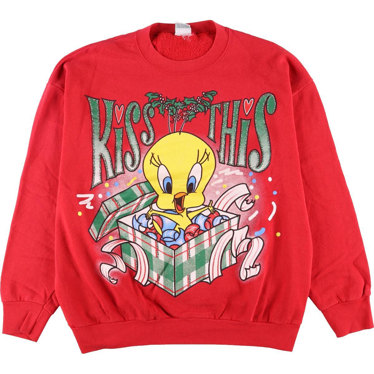 古着 90年代 ルーニーテューンズ Looney Tunes Tweety トゥイーティー クリスマス柄 キャラクタースウェットシャツ トレーナー レディースxxl ヴィンテージ Eaa Kf2112 Hny22 Ss23 Ss26 トレーナー 古着屋jam ジャム