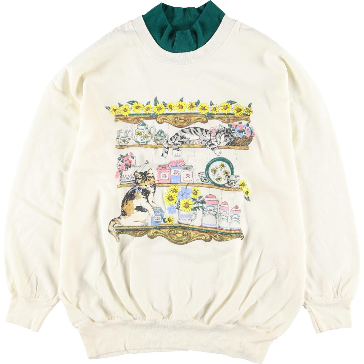 古着 ネコ柄 ハイネック アニマルプリントスウェット トレーナー レディースl Eaa Hny22 Ss26 2buy26 トレーナー 古着屋jam ジャム