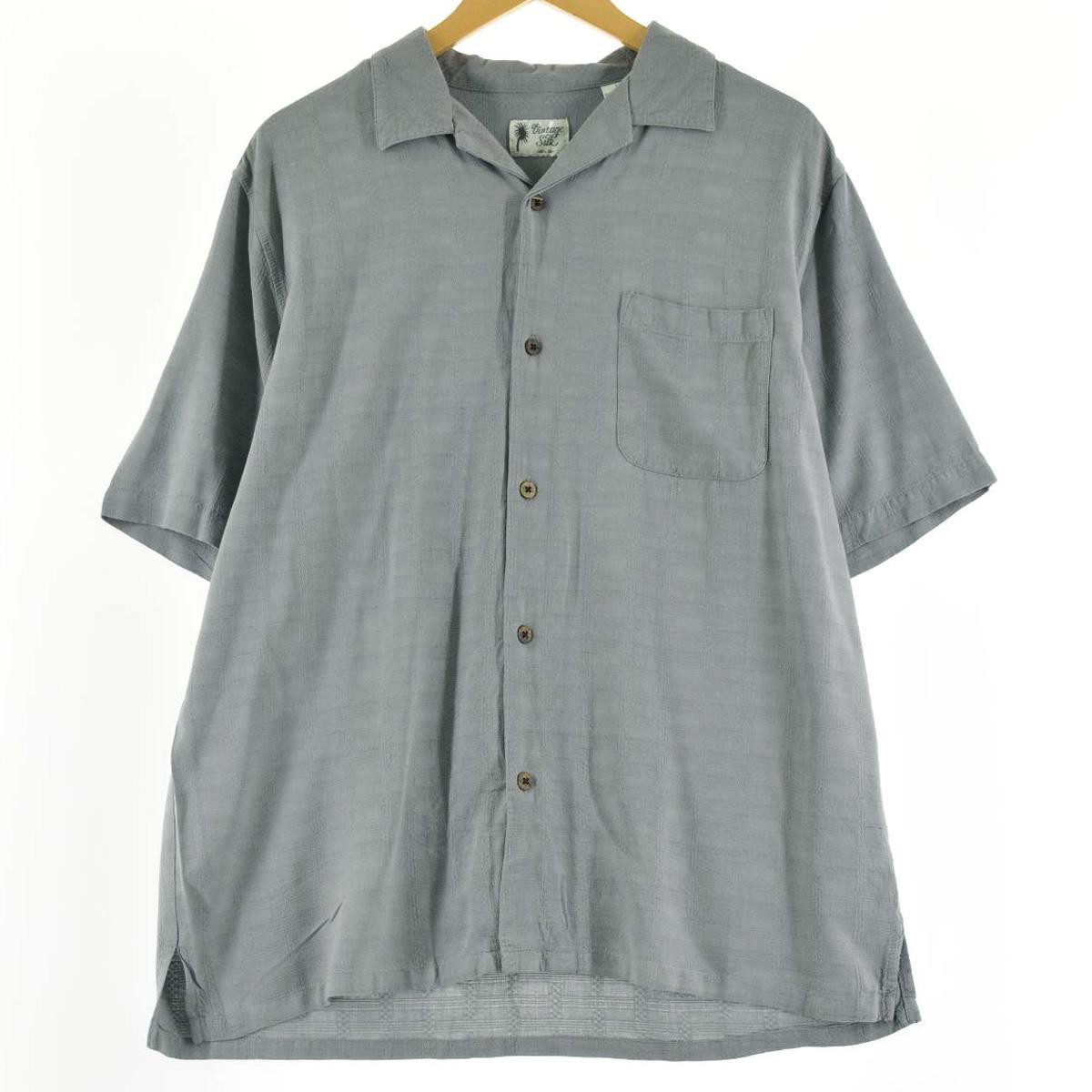 古着 Vintage Silk 総柄 半袖 オープンカラー シルクシャツ メンズL /eaa244655 【220430】【2buy2206】