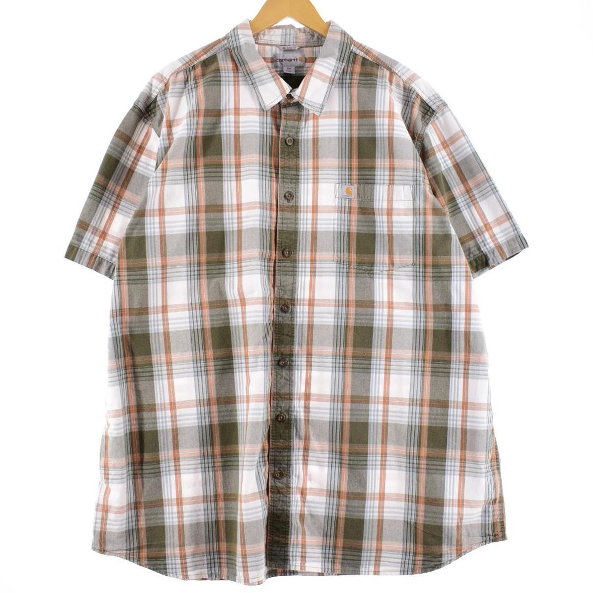 古着 ビッグサイズ カーハート Carhartt RELAXED FIT 半袖 コットン チェックシャツ メンズXXXL /eaa256839 【中古】 【220527】