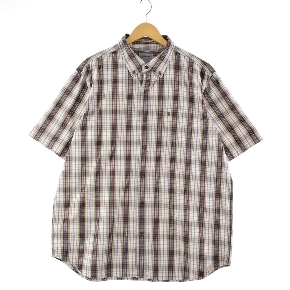 古着 カーハート Carhartt RELAXED FIT 半袖 ボタンダウンチェックシャツ メンズXL /eaa260904 【中古】 【220613】