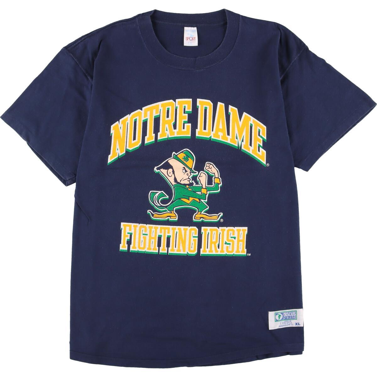 古着 90年代 DISCUS ATHLETOC NOTRE DAME FIGHTING IRISH ノートルダム大学ファイティングアイリッシュ カレッジTシャツ メンズL ヴィンテージ /eaa261512 【中古】 【220701】