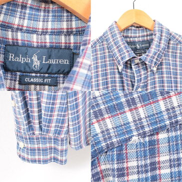 ラルフローレン Ralph Lauren チェック柄 長袖 ボタンダウン ライトネルシャツ メンズM /wbc7124 【中古】 【190325】【PD2001】【CS2003】【SS2003】