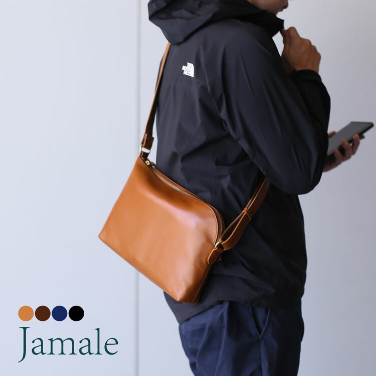 ブランド革ショルダーバッグ（メンズ） Jamale ［ジャマレ］ 日本製 防水レザー ショルダーバッグ メンズ 斜めがけ 本革 レザーバッグ 肩掛け サコッシュ ビジネス 通勤通学 L字ファスナー(07000341-mens-1r)