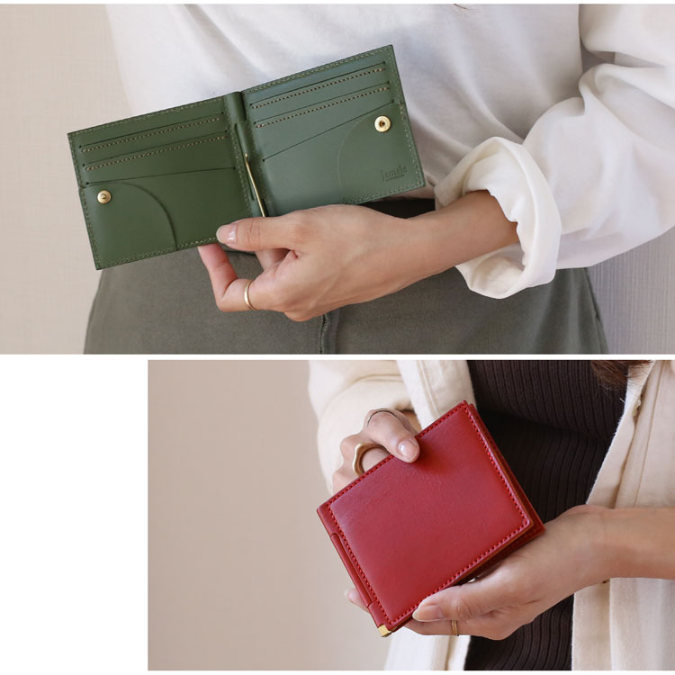 Jamale ［ジャマレ］ マネークリップ レディース 財布 レザー カード入れ付き 本革 札ばさみ 【名入れ 可能】 牛革 国産 日本製 ブランド スリム コンパクト 薄型 軽量 ヌメ革 春財布 ホワイトデー ギフト プレゼント 4FC (07000575r) 3