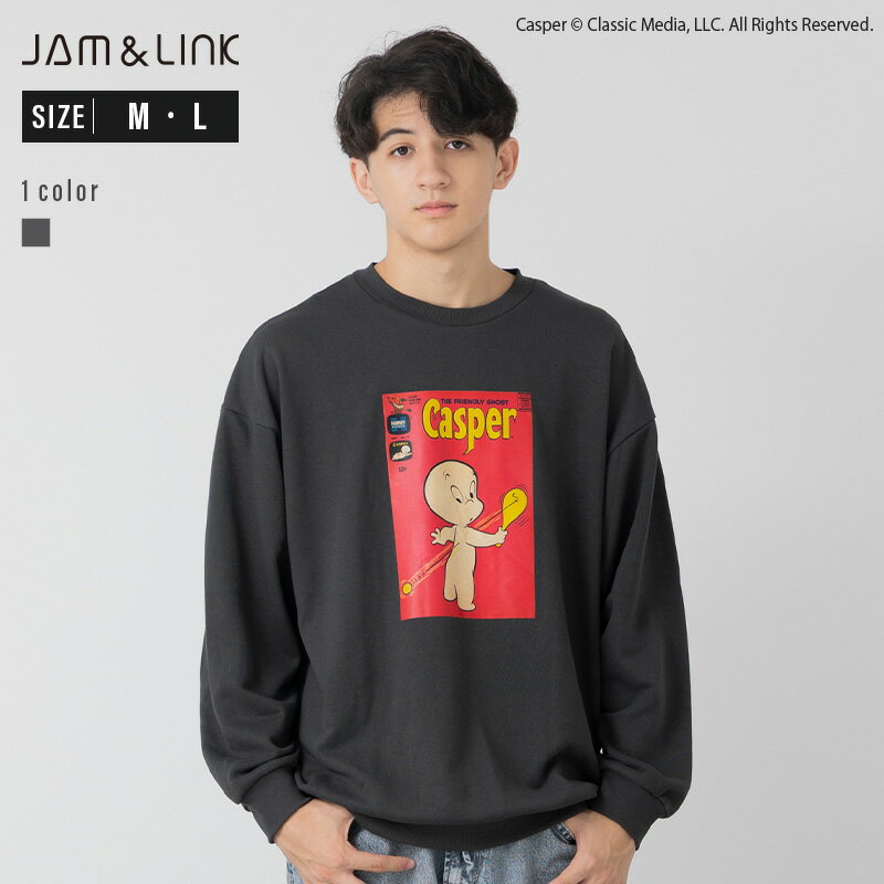 Rakuten - キャスパー トレーナー スウェット 長袖 裏毛 メンズ レディース ユニセックス トップス キャラクター フォトプリント Casper 映画 秋冬服 M L