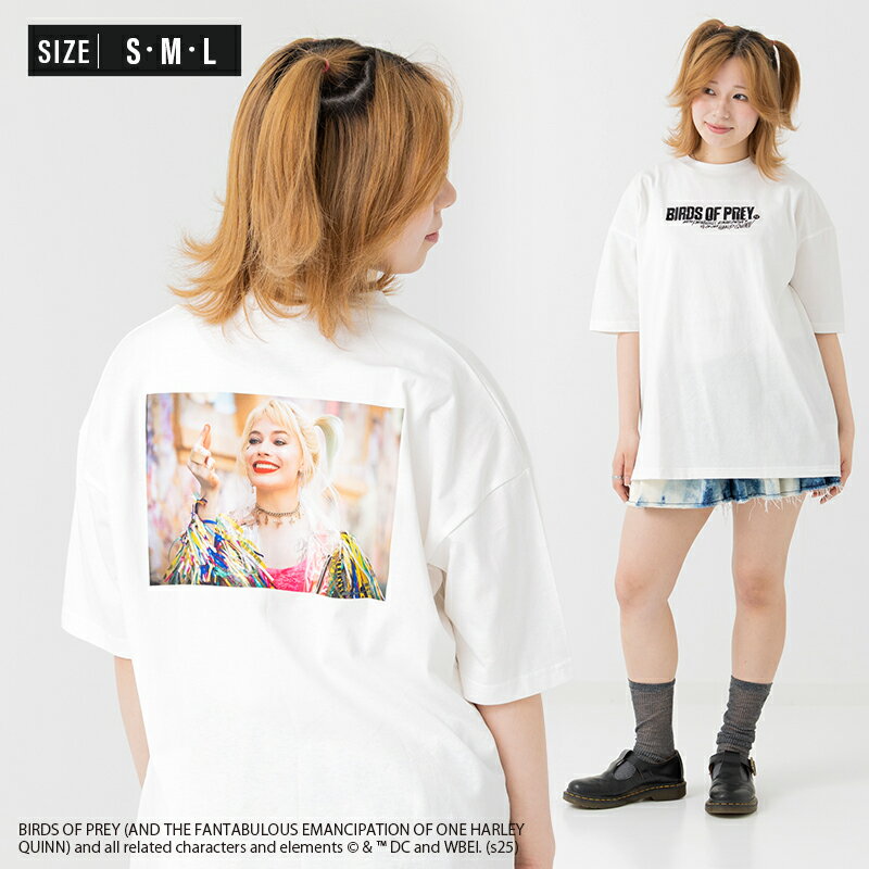 主角 - ハーレイ・クイン 半袖 Tシャツ レディース 綿100％ ワイド トップス フォトプリント BIRDS OF PREY 夏 S M L [M便 1/1]
