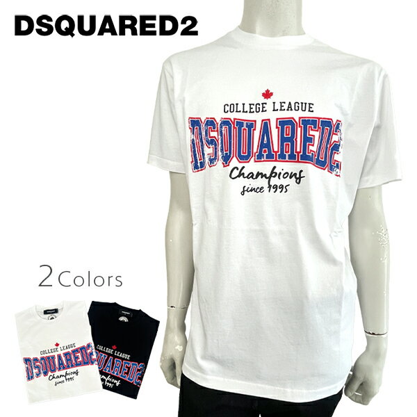 ＼楽天スーパーセール／【15%OFF】DSQUARED2 (ディースクエアード) 半袖 Tシャツ [メンズ] S74GD1258 【WHT/BLK／S・M・L・XL】 ホワイト ブラック ショートスリーブ クルーネック レギュラーフィット 【メール便対応】