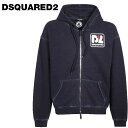 【店内全品ポイント10倍！】DSQUARED2 (ディースクエアード) レトロ D2 ジップ フーディー メンズ S71HG0121 RETRO D2 ZIP HOODIE 【IDG／XS S M L】 インディゴウオッシュ スウェット パーカー イタリア製 オーバーサイズ 並行輸入品