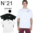 【50%OFF】N°21 (ヌメロヴェントゥーノ) スローガンプリント コットン Tシャツ [メンズ] F0116331 COTTON T-SHIRT【2色／XS・S・M・L】 ホワイト ブラック N21 リラックスフィット クルーネック イタリア製 メール便対応