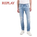 【10%OFF】REPLAY (リプレイ) ジーンズ [メンズ] M914Y.000.57360R ANBASS 【DNM／28~34】 JEANS スーパーストレッチデニム リペア加工 ダメージ加工 スリムフィット オーガニックコットン