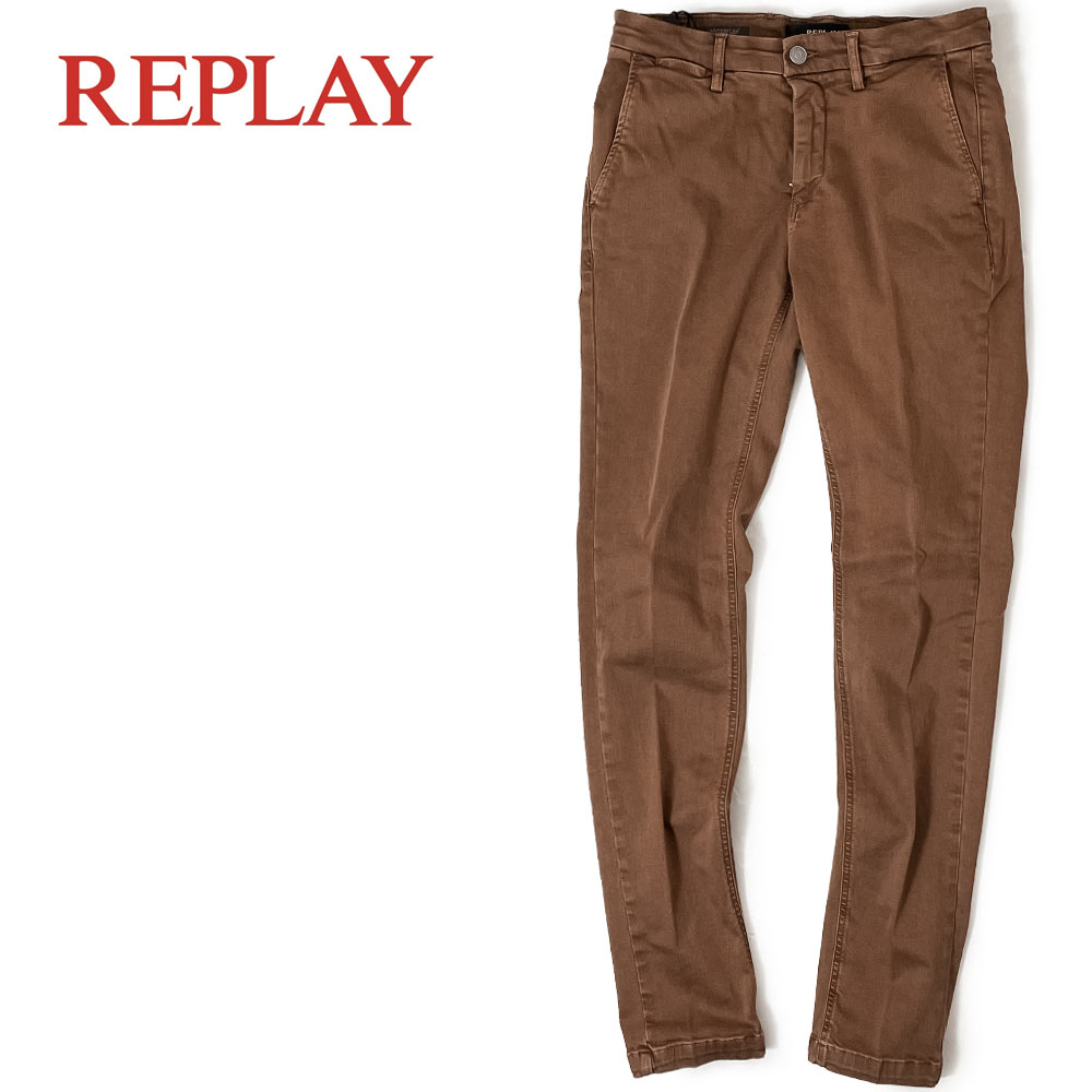 【50%OFF】REPLAY (リプレイ) チノパンツ [メンズ] M9627L8166197 SLIM FIT ZEUMAR HYPERCHINO COLOR JEANS【BWN／27-32サイズ】 ブラウン スキニー スリム ストレッチ ハイパーフレックス【あす楽】