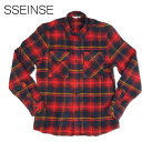 【店内全品ポイント10倍！】【70 OFF】SSEINSE (センス) フランネルチェックシャツ メンズ CI570SS 【RED／S M Lサイズ】レッド 長袖