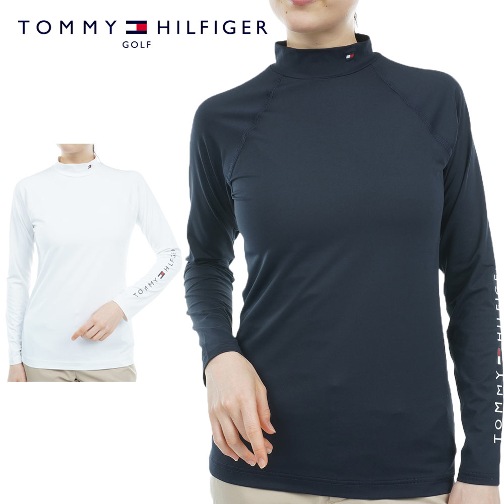 【お買い物マラソン当店ポイント10倍！】TOMMY HILFIGER GOLF (トミーヒルフィガー ゴルフ) モックネックインナー [レディース] THLA317【2色 /S・M・Lサイズ】 アンダー シャツ ホワイト ネイビー 抗菌防臭 UVカット 吸水速乾 ロングスリーブ 吉田優利【メール便対応】