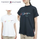 【30%OFF】TOMMY HILFIGER GOLF (トミーヒルフィガー ゴルフ) マルチカラーロゴ モックネックシャツ [レディース] THLA326【2色 /S・M・Lサイズ】ホワイト ネイビー 抗菌防臭 UVカット 吸水速乾 半袖 ゴルフウェア ルーズフィット【メール便対応】