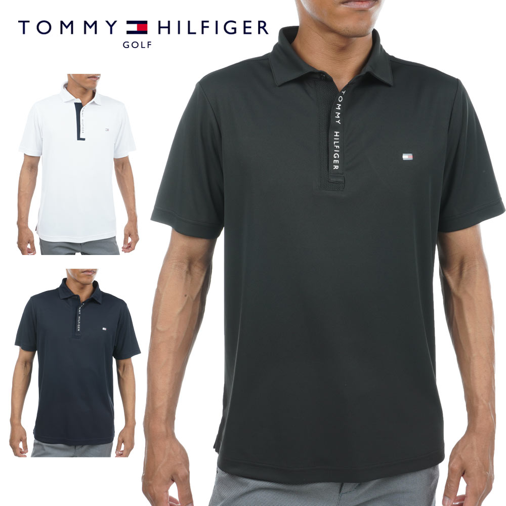 TOMMY HILFIGER GOLF (トミーヒルフィガー ゴルフ) 台衿付シャツ [メンズ] THMA320 【3色／M・L・LL・XLサイズ】ホワイト ブラック ネイビー 半袖 ポロシャツ ゴルフウェア 吸水速乾 抗菌防臭 UVカット 吉田優利【ネコポス対応】【あす楽】