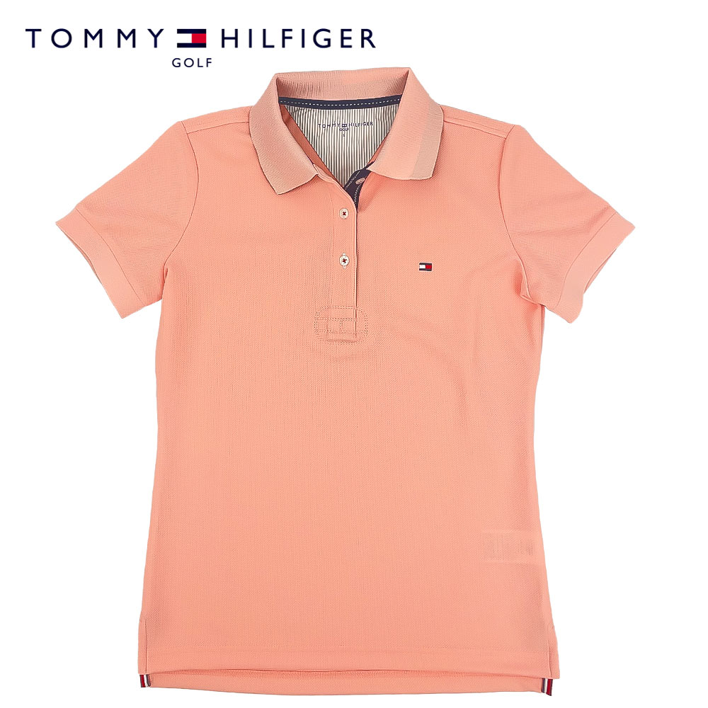 【クーポン利用で10%OFF】TOMMY HILFIGER GOLF(トミーヒルフィガー ゴルフ) ベーシックフラッグポロシャツ [レディース] THLA214【PNK(48) /S・M・L・LLサイズ】ピンク ゴルフウェア 鹿の子 半袖 吸水速乾 抗菌防臭 UVカット 吉田優利