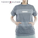 【40%OFF】TOMMY HILFIGER GOLF (トミーヒルフィガー ゴルフ) 千鳥チェック柄 モックネック半袖シャツ [レディース] THLA261【NVY /S・M・Lサイズ】 ネイビー ハイネック 抗菌防臭 UVカット 吸水速乾 ショートスリーブ 吉田優利【メール便対応】