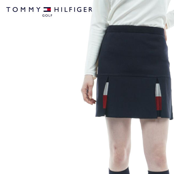 【お買い物マラソン当店ポイント10倍！】【60%OFF】TOMMY HILFIGER GOLF (トミーヒルフィガー ゴルフ) ボックスプリーツ ニットスカート [レディース] THLA268【NVY(30)／XS・S・M・Lサイズ】 ネイビー ゴルフウェア