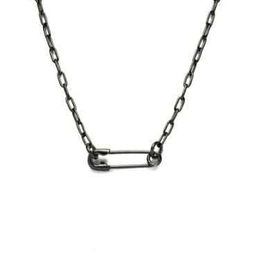 JAM HOME MADE ジャムホームメイド セーフティピン長アズキチェーンダイヤモンドネックレス S -BLACK- 安全ピン パンク パンキッシュ 黒 レディース シルバー女性 ワンポイント シンプル 小さい 小ぶり 細め鎖 プレゼントカジュアル 人気 メタル