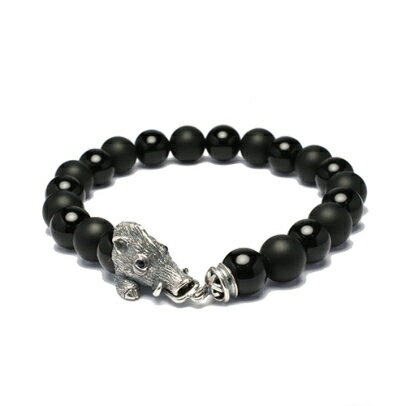 JAM HOME MADE ジャムホームメイド 坂元勝彦 十二支数珠ブレスレット -亥(猪)- / オニキス メンズ レディース ユニセックス シルバー 925 アンクレット お守り パワーストーン おすすめ ブランド 人気 プレゼント 干支