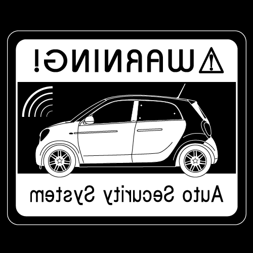 商品説明 窓の内側から貼るタイプのセキュリティステッカーです。 愛車のシルエットをデザインしたステッカーで、警告表示文字をお好きな文字に変更できます。 あなただけのオリジナルステッカーを作成できます。 透明塩ビシートに白インクで印刷してから表面ラミネート貼り付け加工(マットタイプ)してあります。 ※表示している画像は商品イメージですので実際の商品とは異なります。 商品が透明シートに白印刷で画面では解りづらい為、背景を黒色にしてあります。 警告表示種類 Auto Security System Anti Theft System Immobilizer Electric Alarm 盗難警報装置付車両 盗難防止装置付車両 Don't touch! 又はお好きな文字(日本語10文字、英数字20文字程度) ※文字数が多い場合にはフォントサイズを調整します) ※ご注文時に備考欄へご記入ください サイズ サイズ約 40mm×32.5mm(左窓用、右窓用1枚のサイズ) 2枚セット(左窓用×2、右窓用×2の計4枚となります) 素材 3M製 塩ビシートを使用しています。 耐候性　約3年です。■車用オリジナルセキュリティステッカーです。 愛車のデザインに合わせたステッカーです。 手軽にセキュリティ効果アップ、ワンポイントのドレスアップできます。