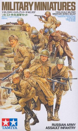 メーカー名 タミヤ　TAMIYA 商品説明 第二次大戦中、ドイツ軍の侵攻を跳ね返して祖国を守り抜いたソビエト軍兵士のプラスチックモデル組み立てキットです。戦車上から射撃する兵士や戦車から飛び降りる兵士、後続の兵士に指示を出す指揮官など躍動感あふれるポーズで12体をセットしました。軍装は1943年のクルスクの戦いから終戦までのスタイルで再現。マンドリン と呼ばれたPPsh-41サブマシンガンやDP軽機関銃などもシャープな仕上がりです。【製品仕様について】 ご購入の参考までに商品の紹介文を下記に記載させていただいておりますが、 製品仕様全てを記載するものではありませんので、製品仕様詳細等につきましては メーカーサイト等で事前にご確認ください。