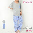 【メール便送料無料】大きいサイズ レディース ルームウェア 上下セット 半袖Tシャツ 花柄パンツ トップス ボトムス セットアップ LL/3L/4L/5L ゆったりサイズ ぽっちゃり女子 プラスサイズ