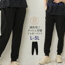 メール便対応 大きいサイズ レディース ジョガーパンツ ロング丈 ウエストゴム メッシュ切替 スポーツウェア ボトムス L/LL/3L/4L/5L ゆったりサイ...