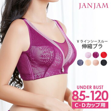 【送料無料※沖縄/北海道対象外】大きいサイズ レディース インナー ブラジャー 下着 谷間シースルー フルカップ Vライン チャーム レース シースルー ナイトブラ U85〜120 Cカップ対応 Dカップ対応 ゆったりサイズ ぽっちゃり女子 プラスサイズ