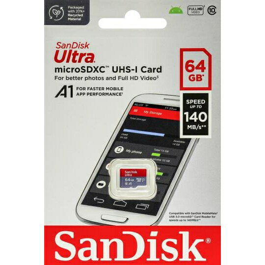 【新品】SanDisk 【M43】SDSQUAB-064G-GN6MN 64GB MicroSDXC UHS-I Class10 R-140M アダプタなし【川越クレアモール】保証期間1週間
