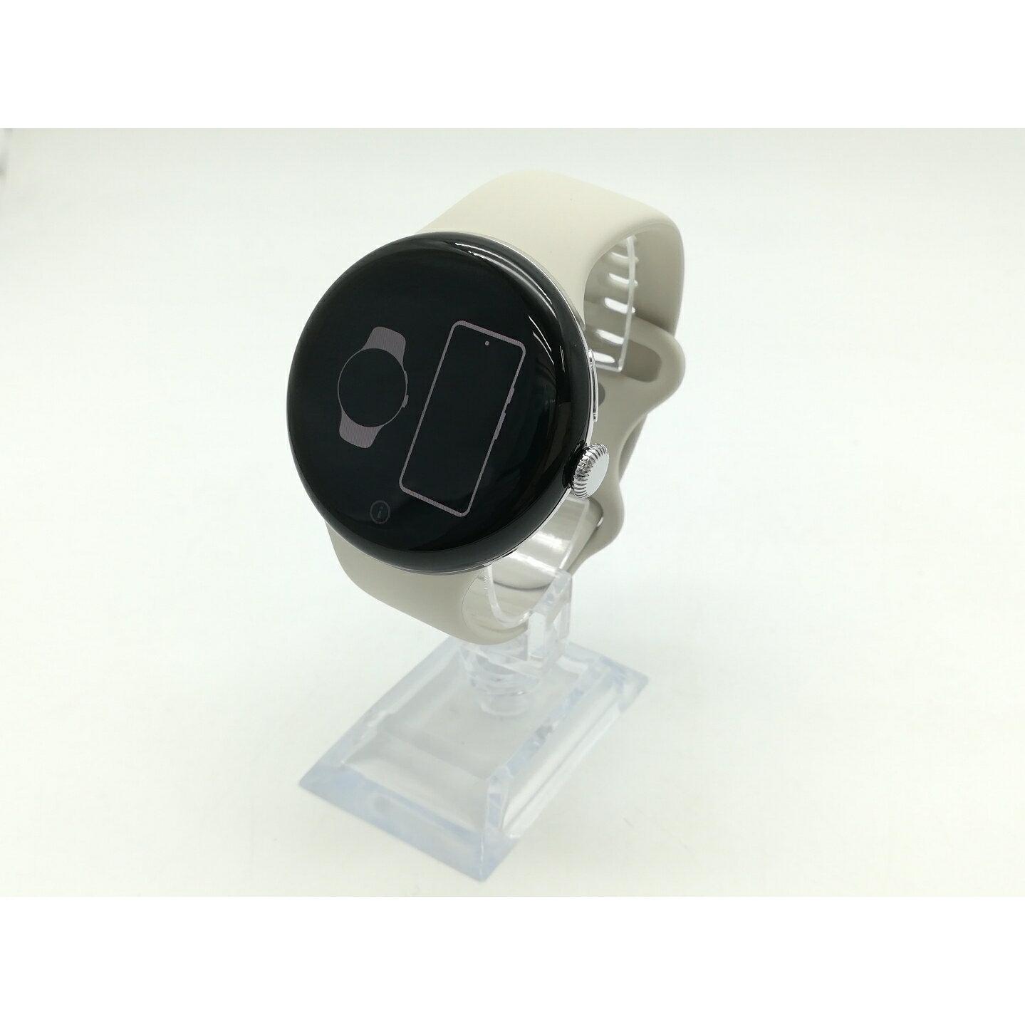 【中古】Google Pixel Watch3 Wi-Fiモデル 45mm Polished Silver アルミケース/Porcelain アクティブ バンド【柏】保証期間1ヶ月【ランクA】