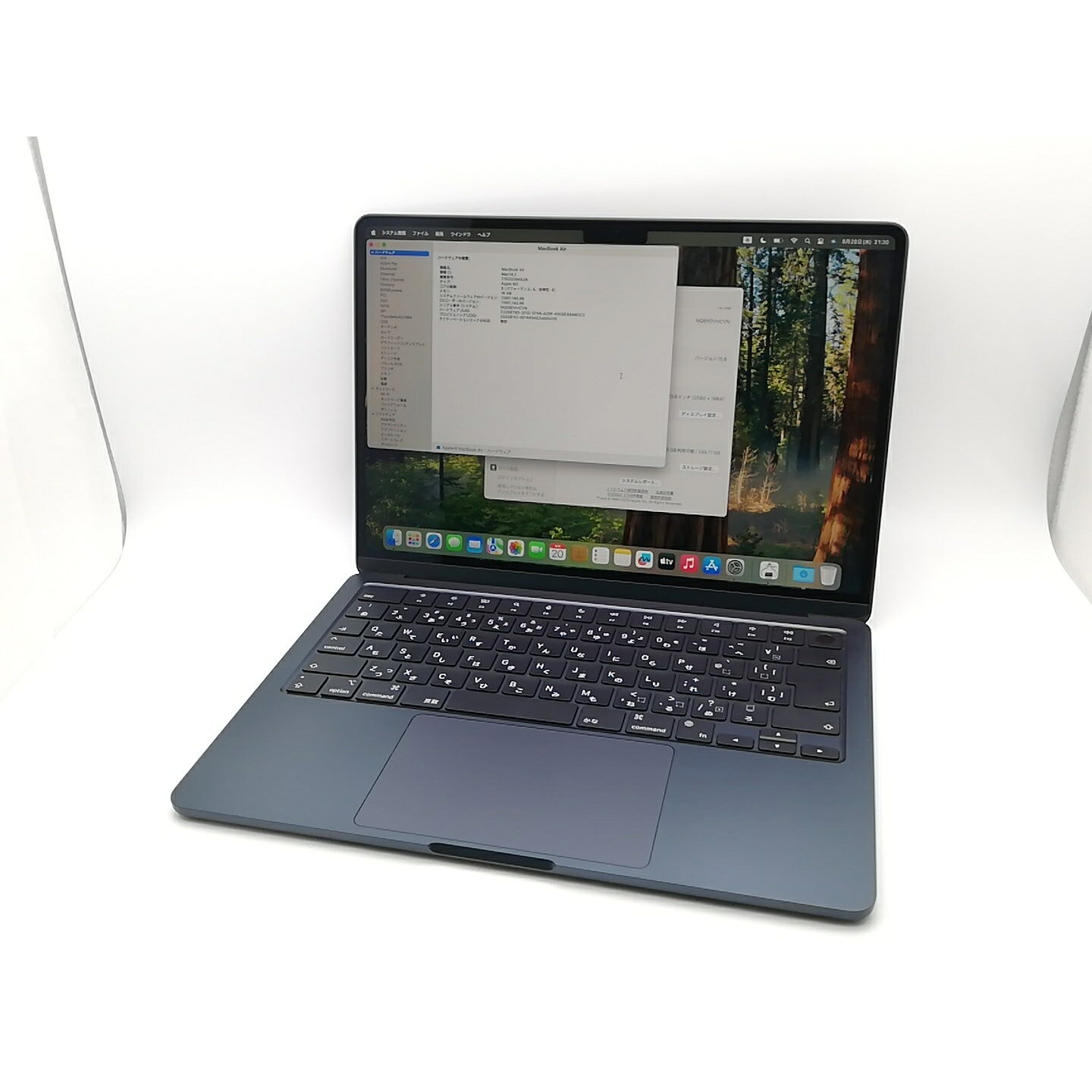 【中古】Apple MacBook Air 13インチ CTO (M2,2022) ミッドナイト M2(CPU:8C/GPU:10C)/16G/256G/30W AC【千葉】保証期間1ヶ月【ランクA】