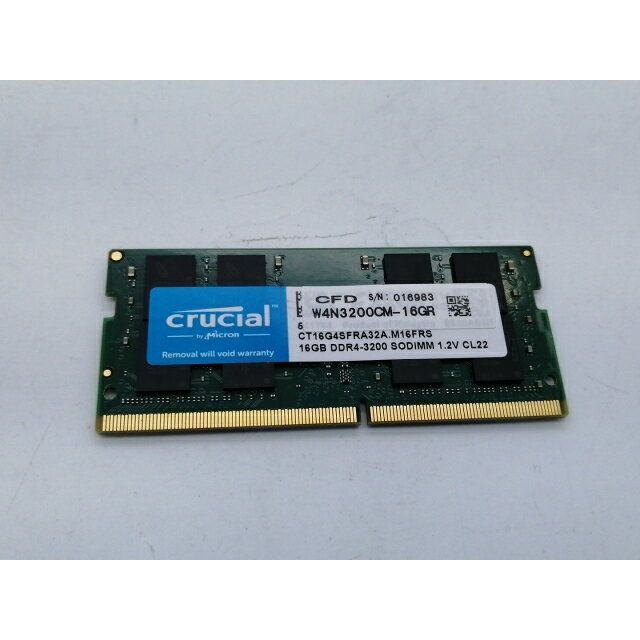 【中古】260PIN 16GB DDR4-3200(PC4-25600) SODIMM 【ノートPC用】【秋葉2号】保証期間1週間