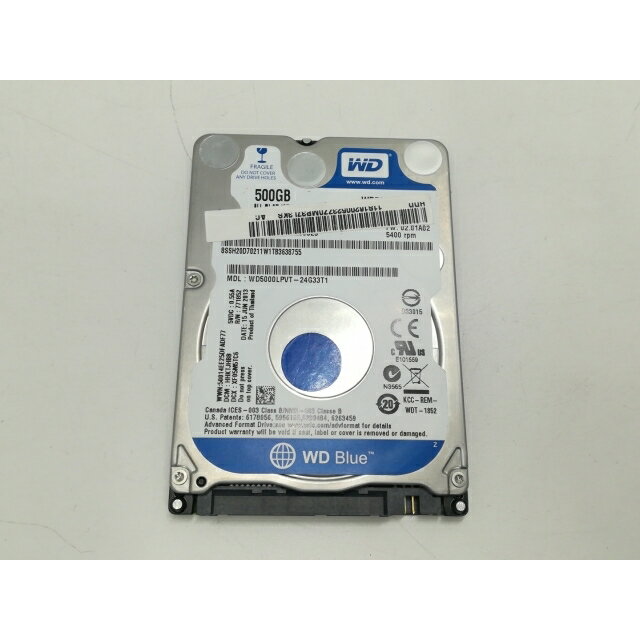 【中古】W.D. WD5000LPVT 500GB/5400rpm/3GbpsSATA/7mm/8M【札幌】保証期間1週間