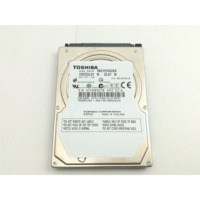 【中古】TOSHIBA MK7575GSX 750GB/5400rpm/3Gbp