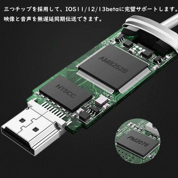 HDMI 変換ケーブル ライトニング Lightning iPhoneDigital AVアダプタ アイフォン 設定不要 テレビ接続ケーブル ビデオデッキ YouTube TV出力 画面と音声同時出力 プロジェクター iPhone/iPadのビデオ出力