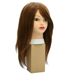 カットマネキン 45cm 人毛100％ カットモデル プロ仕様 カットウィッグ ロングヘア ヘアカット練習 ヘアカット 美容室 美容学生 美容師 ライトブラウン ナチュラルブラック