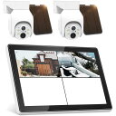 ソーラーパネルカメラ セット 400万画素カメラ2台+10イン液晶一体型NVR+500GBHDD内蔵 10インチLCD液晶モニタ一体型NVR 8000mAh 遠...
