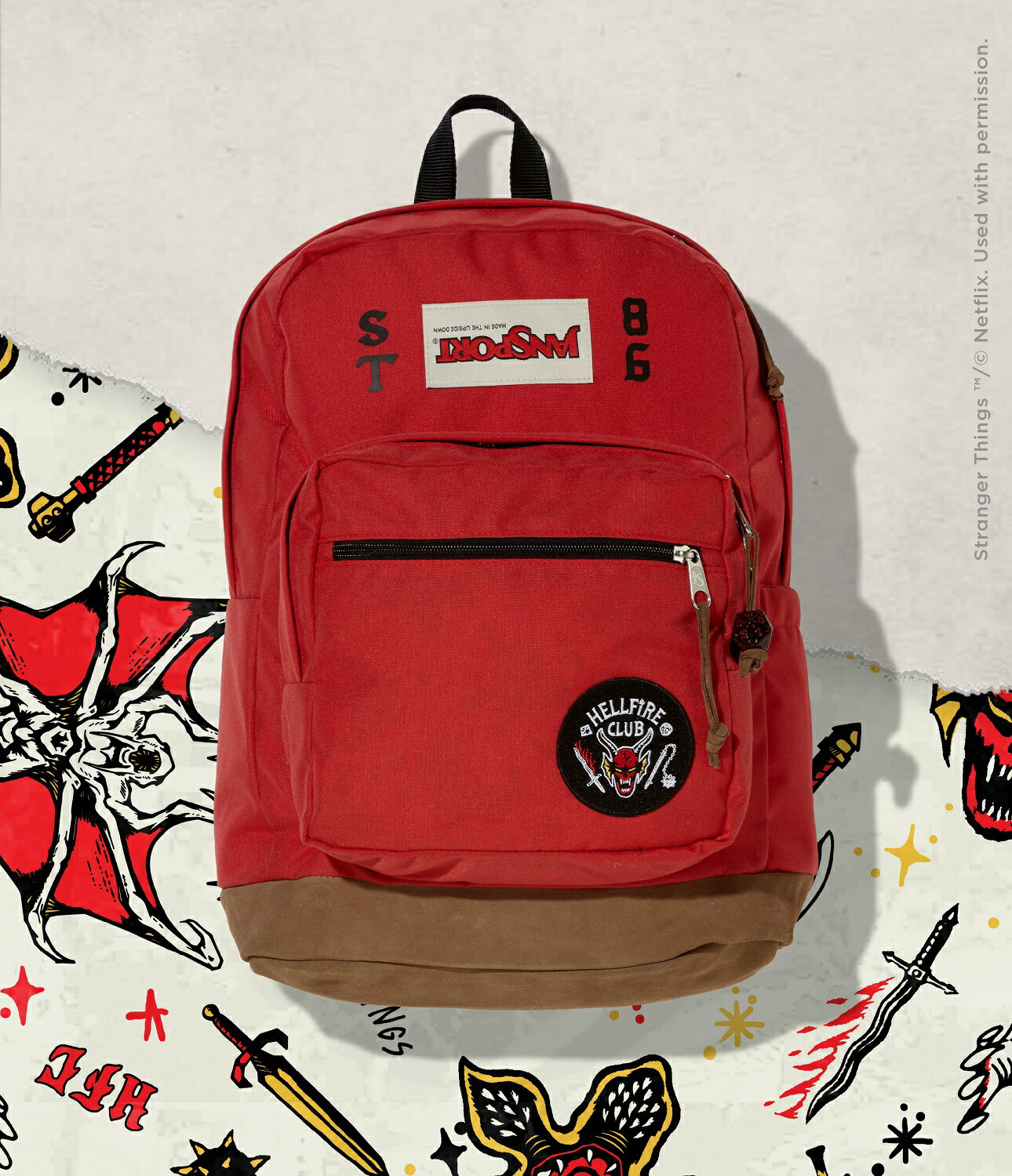 【JANSPORT公式ショップ】JANSPORT リュック ジャンスポーツ STRANGER THINGS - RIGHT PACK HELLFIRE - HELLFIRE CLUB- JS0A82BEZ34 ストレンジャーシングス 赤 レッド ジャンスポ リュックサック バックパック ヘルファイアクラブ ライトパック strangerthings x jansport