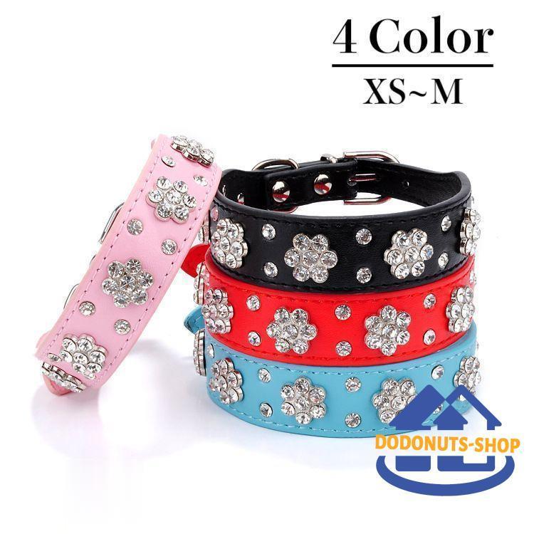 首輪 犬用-小型犬 中型犬 猫用 ペット用品 ペットグッズ レッド ピンク ブラック ブルー ラインストー..