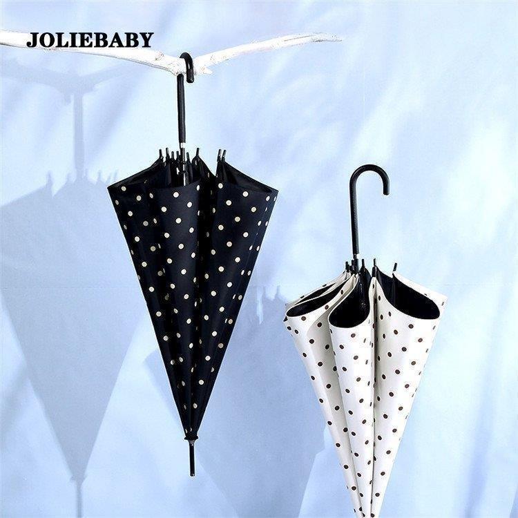 長傘 レディース 長柄 UVカット 紫外線対策 ドット柄 黒ゴム 手動 日傘 雨傘 晴雨兼用 折れない 日よけ..
