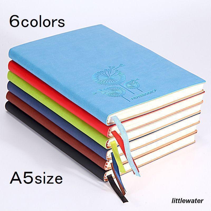 手帳 文房具 日記帳 ダイアリー フェイクレザー ノート メモ帳 A5サイズ しおりつき 100ページ 丈夫な表紙 ブラック レッド ブラウン スカイ