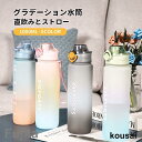 1000ml グラデーション 水筒 タイムマーカー付き 1リットル ウォーターボトル おしゃれ 大容量 軽量 ストロー付き 目盛り スポーツボトル 直飲み ストロー水筒(3)
