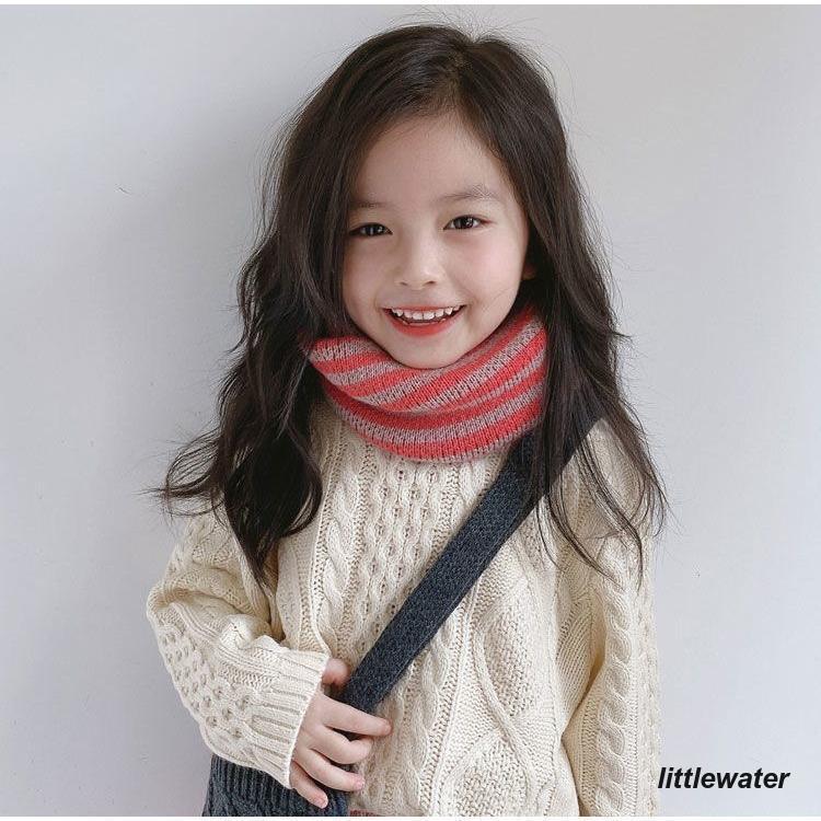 ネックウォーマー スヌード キッズ 子供用 女の子 男の子 ニット ボーダー柄 おしゃれ 防寒 防風 寒さ対策 暖かい あったか 冬 ファッション小物