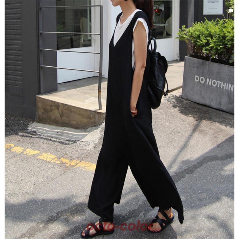 サロペット オーバーオール オールインワン レディース ズボン ワイドパンツ 作業服 上昇 サルエルパンツ 細見え 着痩せ 体型カバー