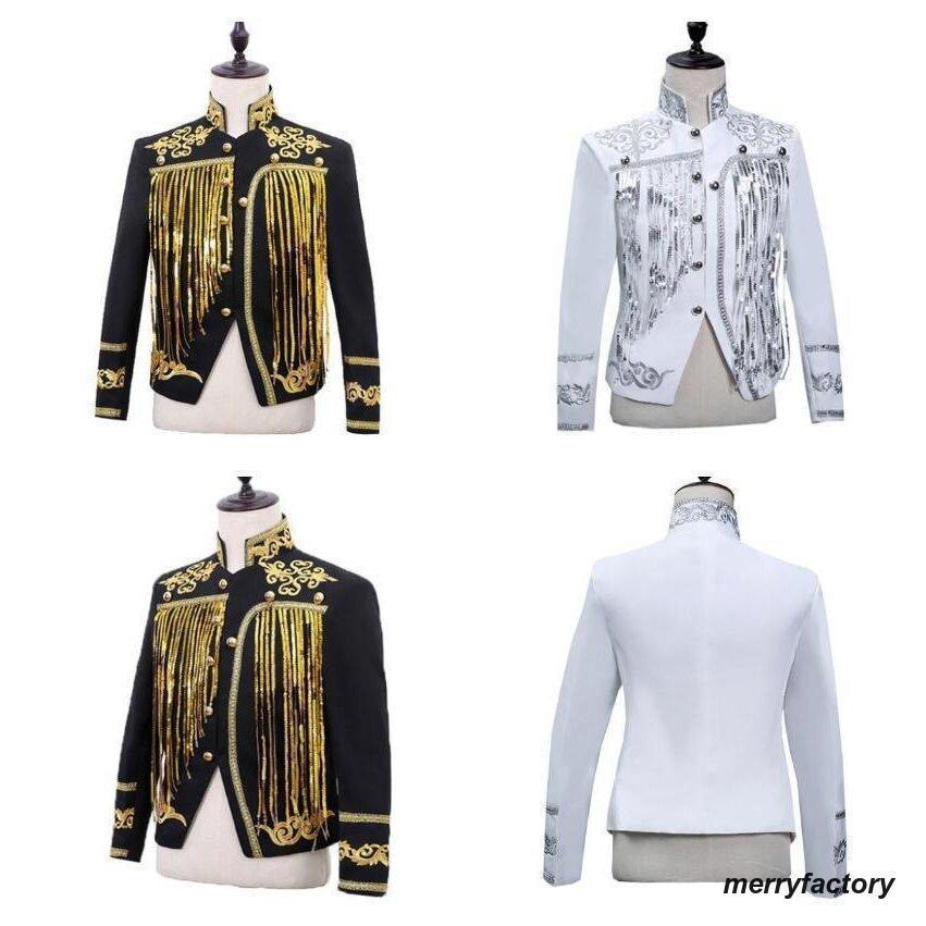 ジャズコート スパンコール ジャケット メンズ ブレザー ステージ ダンス衣装 クラブ演出服 司会者 イベント パーティー キラキラ 銀色 金色 全店2点