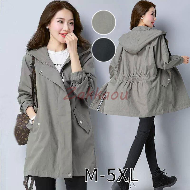 レディース ウインドブレーカー ミモレ丈 ロング 韓国 ファッション 新作 人気 大きサイズ 体型カバー ..